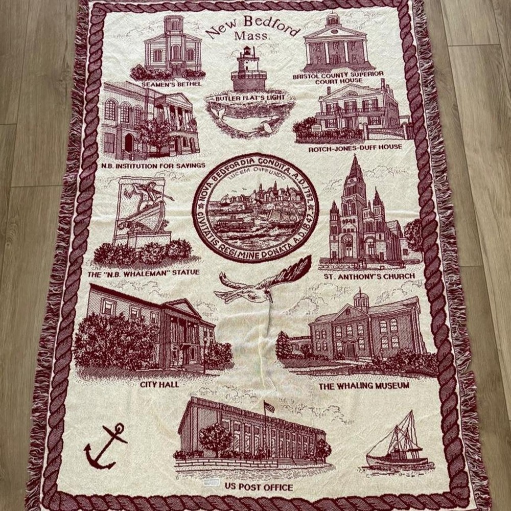 New Bedford, Massachusetts cotton tapestry throw blanket